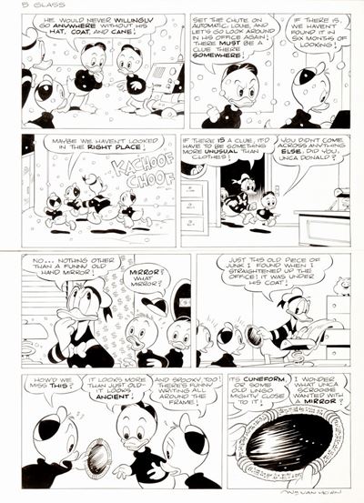 Zio Paperone e lo specchio magico, matita e china su cartoncino