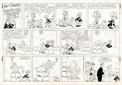 Donald Duck - Tavola domenicale del 1967, matita e china su cartoncino