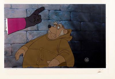 Cel originale di Robin Hood, tempera su rodovetro, 1973