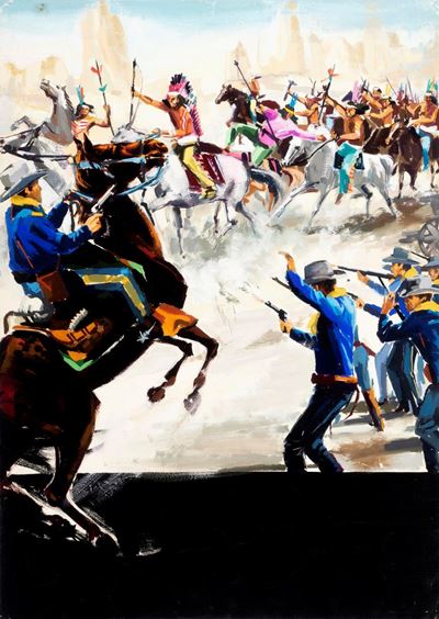 Il massacro dei Sioux, tempera su cartoncino