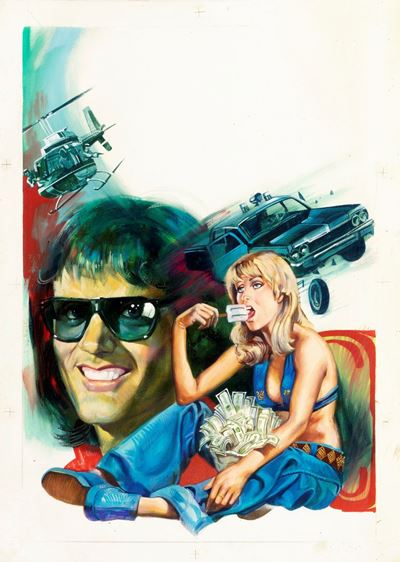 Bozzetto per la locandina del film 'Zozza Mary, pazzo Gary' (tempera su cartone, 1974)