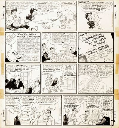 Tavola domenicale di 'Li'l Abner' - Roaringham Fatback, matita e china su cartoncino