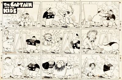 Captain and the Kids - matita e china su cartoncino