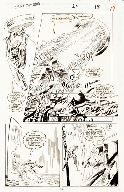 Spider-Man 2099 - Crash and Burn, matita e china su cartoncino Marvel