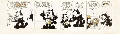 Felix the Cat - Striscia giornaliera del 30/01/1955, matita, china e retino su cartoncino