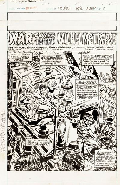 The Invaders - War Comes to the Wilhelmstrasse, matita e china su cartoncino Marvel