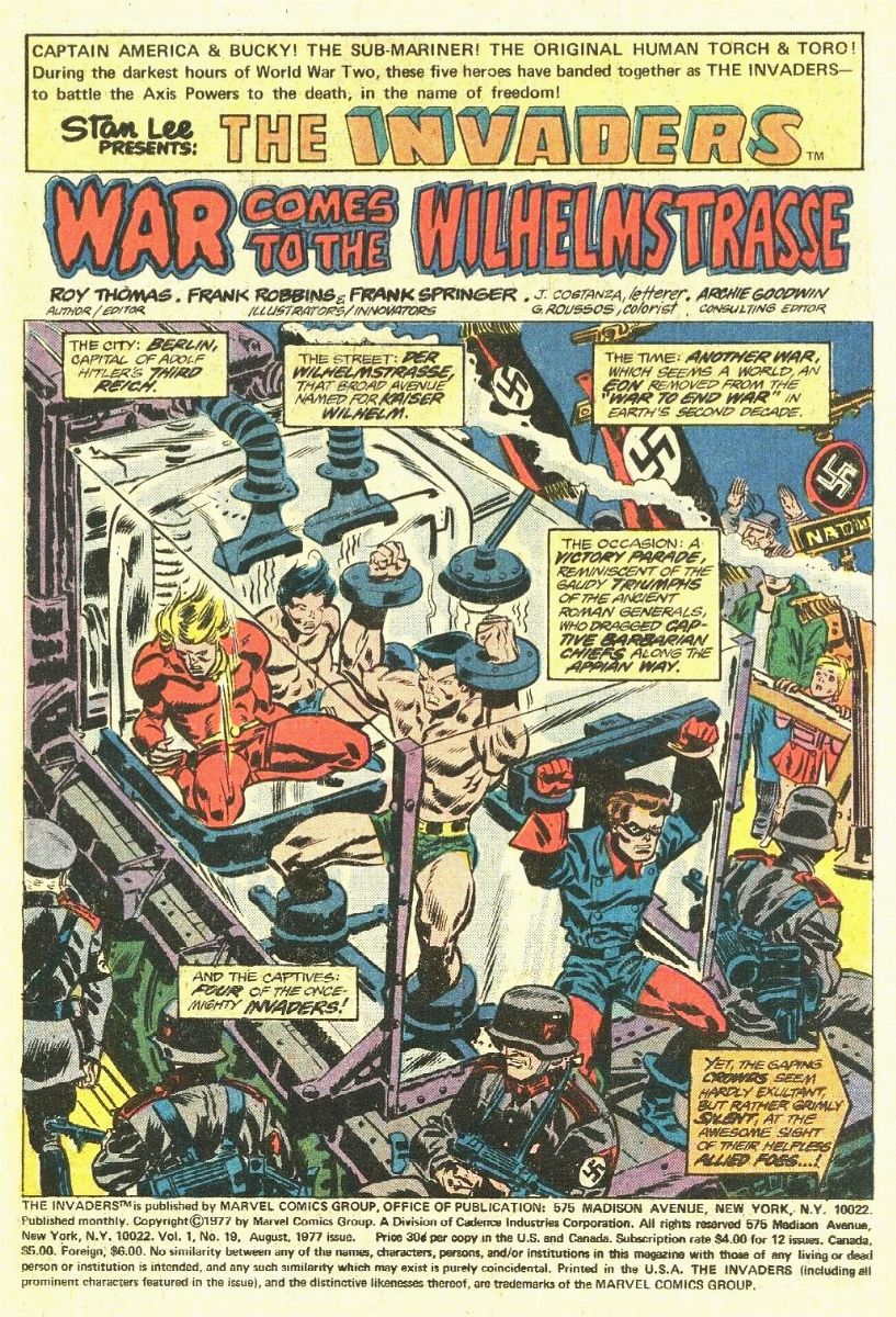 Frank Robbins - The Invaders - War Comes to the Wilhelmstrasse, matita e china su cartoncino Marv...