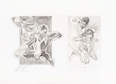Green Lantern - Disegni preliminari, matita su carta