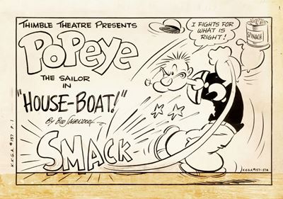 Popeye - House Boat, matita e china su cartoncino