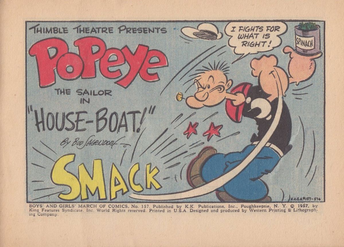 Bud Sagendorf - Popeye - House Boat, matita e china su cartoncino
