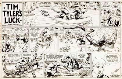 Tim Tyler's Luck - Matita e china su cartoncino, 65 x 43 cm, 1942