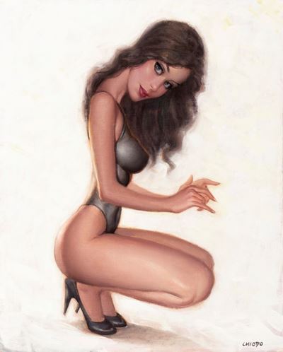 Pin-Up, olio e tempera su cartone