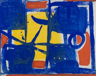 Composizione, tempera su cartoncino