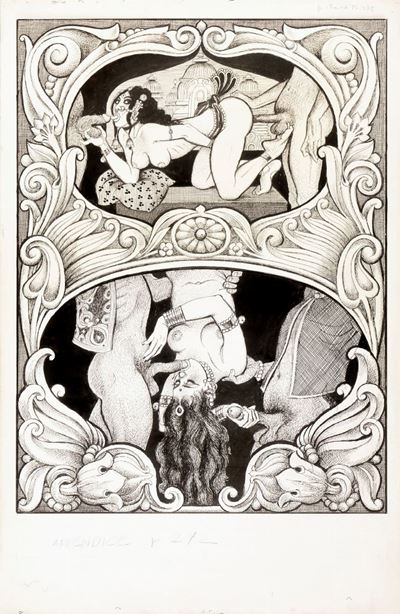 Kama Sutra - Tavola originale, matita e china su cartone