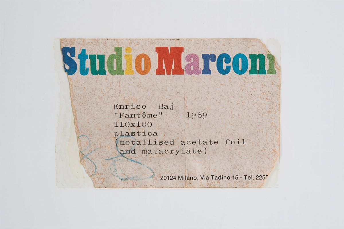 Enrico Baj - Fantasma, foglio acetato metallizzato su perspex, 1970