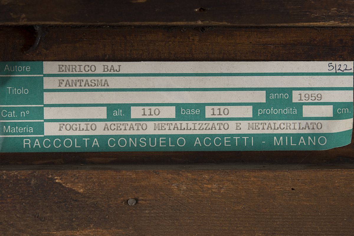 Enrico Baj - Fantasma, foglio acetato metallizzato su perspex, 1970