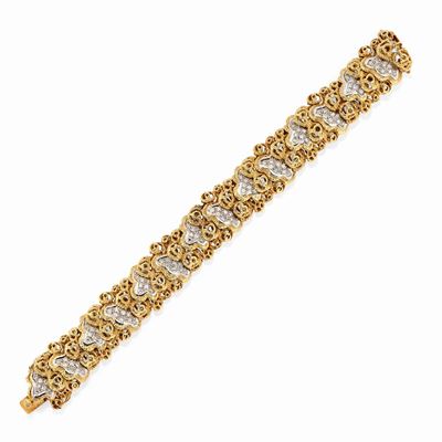 Bracciale in oro bicolore 18k e diamanti, circa 2,00 ct