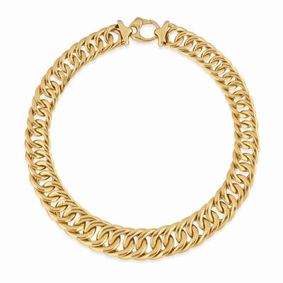 Collana in oro giallo 18k con maglia ad anelli disposti a degradé