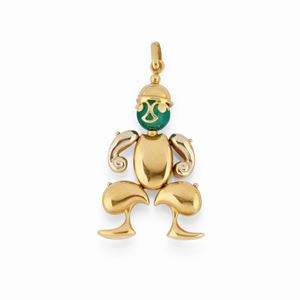 A 18k yellow gold and green gemstone pendant