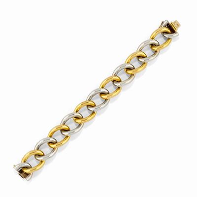Bracciale in oro bicolore 18k con maglie ovali