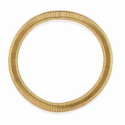Collana in oro giallo 18k, tubogas, circa 1950