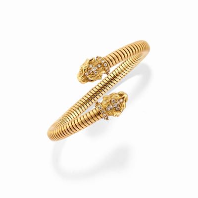 Bracciale, Oro giallo 18k e diamanti taglio brillante