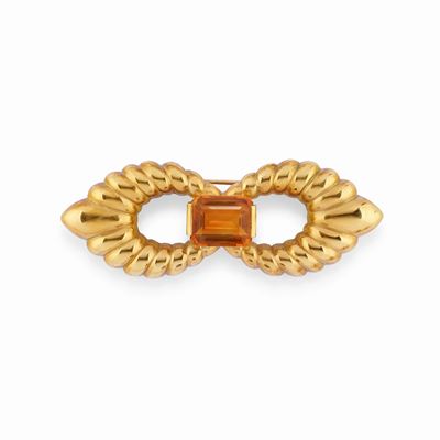 Spilla in Oro Giallo 18k e Topazio