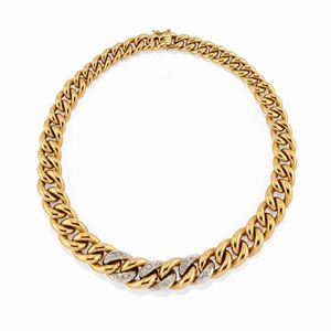 Collana in oro bicolore 18k e diamanti