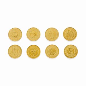 Nine title 900/1000 gold coins 