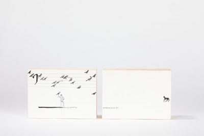 Dittico: tecnica mista e collage su cartoncino