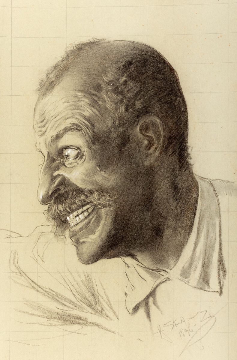 Attilio Stefanori - Coppia di Studi di Teste Virili per "il Sacco di Roma"