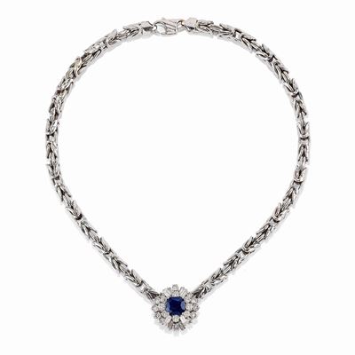 Collana con Diamanti e Zaffiro