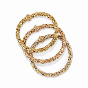 Chimento - Three 18K two-color gold and diamond bangles, Chimento