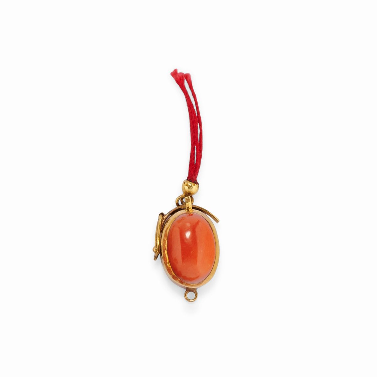 Set di gioielli in oro giallo 18k e corallo: collana, orecchini e anello