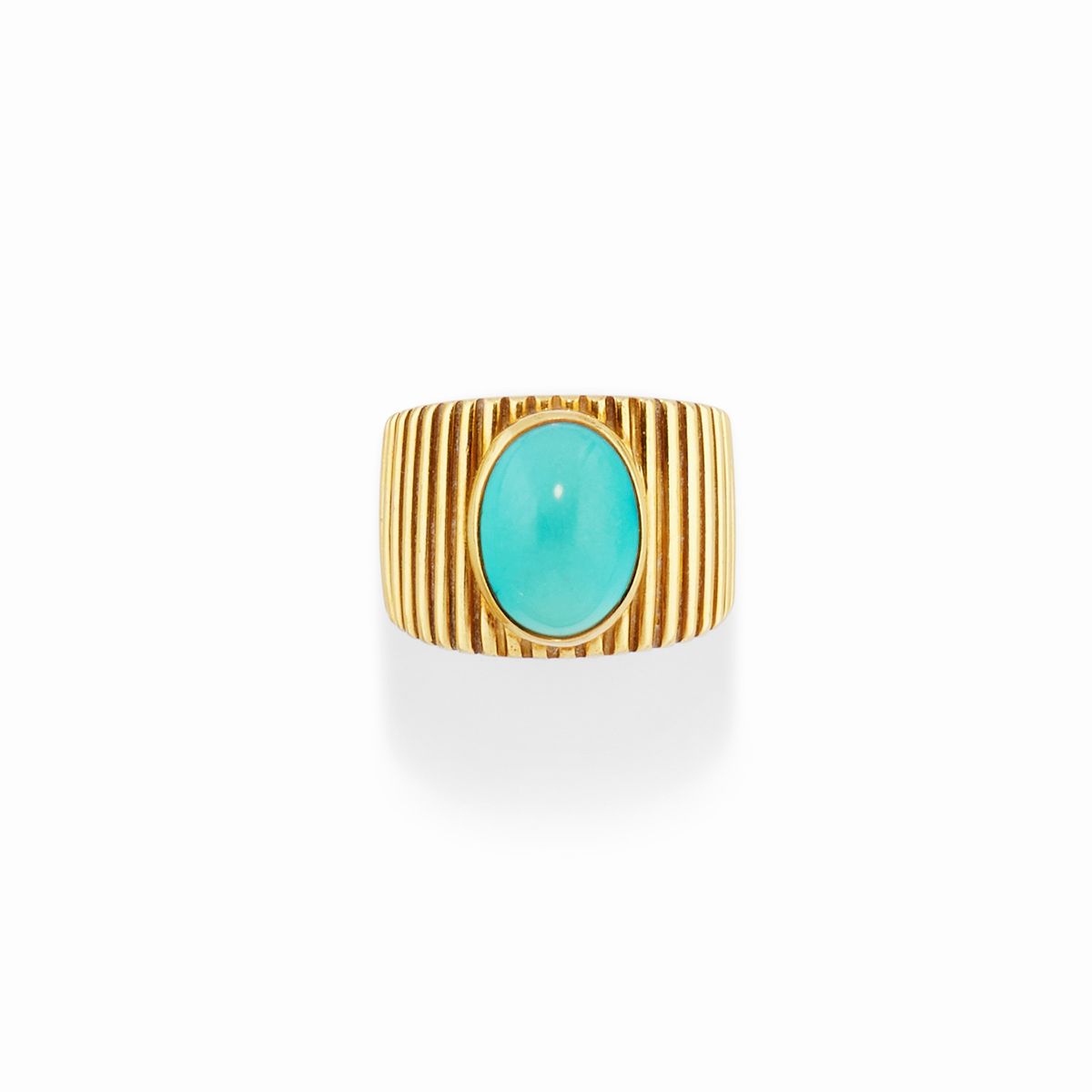 Anello, Orecchini e Pendente in Oro Giallo 18k, Pasta di Turchese e Turchese