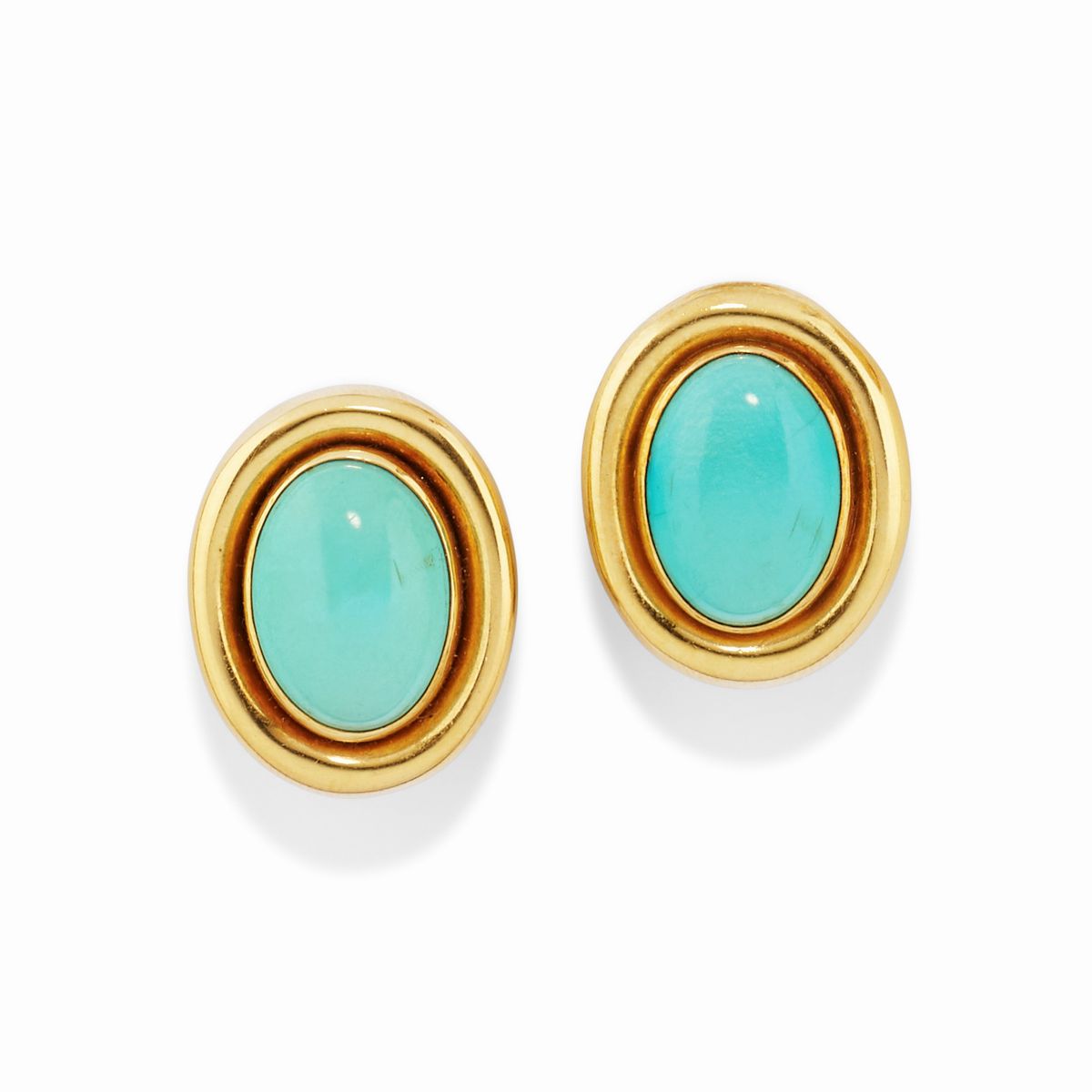 Anello, Orecchini e Pendente in Oro Giallo 18k, Pasta di Turchese e Turchese