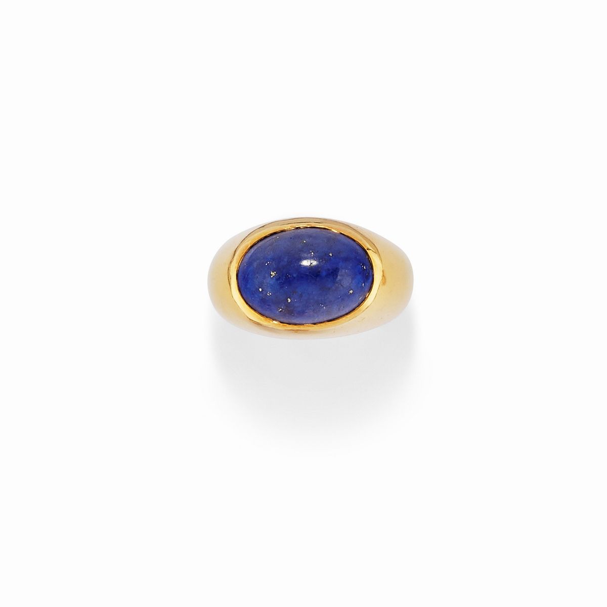 Anello e orecchini in oro giallo 18K con lapislazzuli cabochon