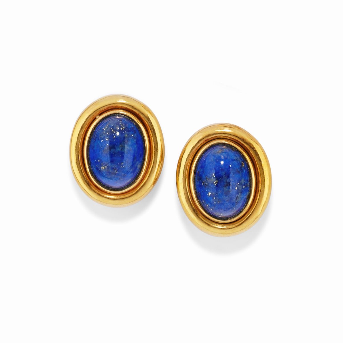 Anello e orecchini in oro giallo 18K con lapislazzuli cabochon