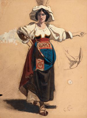 Giovane donna in costume ciociaro