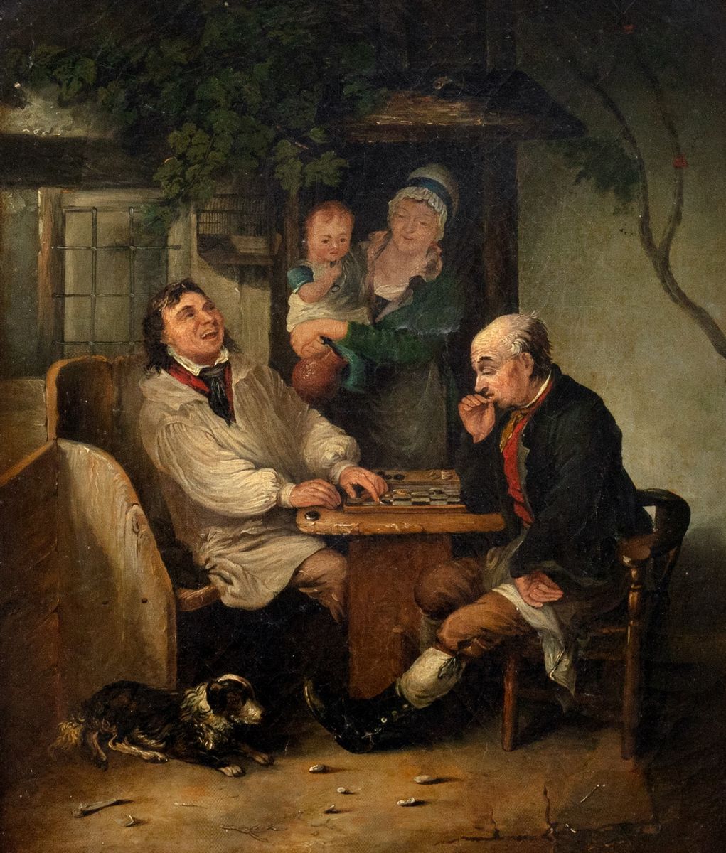 Scuola Nord Europea, Secolo XIX, nei Modi di David Teniers il Giovane - I Giocatori di Dama