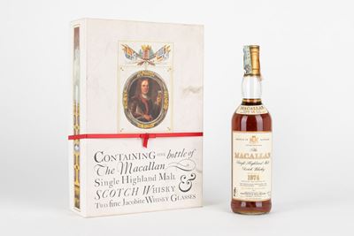 Macallan, 18 Years Old Scotch Whisky in Box con bicchieri Fine Jacobite