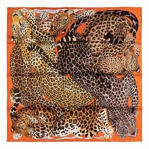 Lazy Leopardesses silk twill scarf