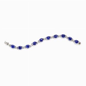 Bracciale in oro bianco 18k diamanti e zaffiri