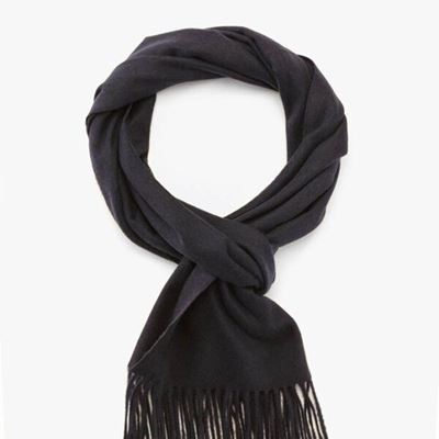 Sciarpa Aeternum, cashmere blu con frange