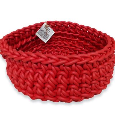 Cesto in neoprene, fatto a mano in Italia, colore rosso
