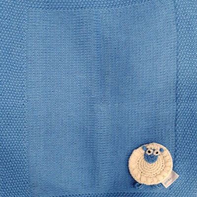 Copertina per bambino in pura lana vergine italiana, decorazione a uncinetto