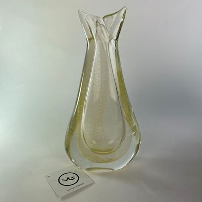 Vaso in vetro soffiato di Murano con foglia d'oro 24 kt