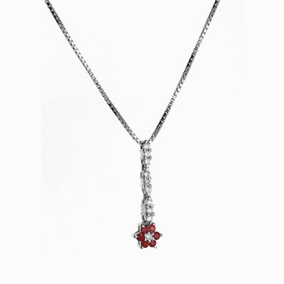 Collana girocollo in oro bianco 18K con rubini e diamanti