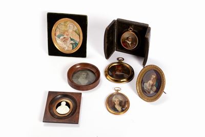 Lotto Composto da Sette Miniature di Materiali ed Epoche Diverse, Secoli XVIII-XIX