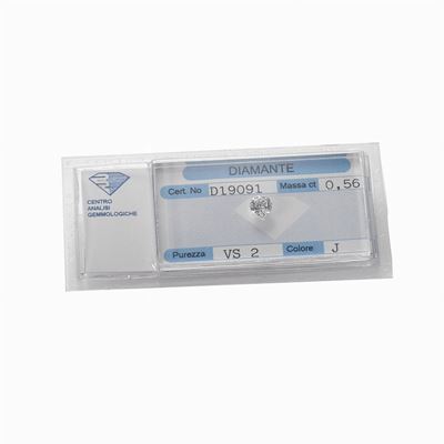 Diamante naturale di forma rotonda, ct 0,56